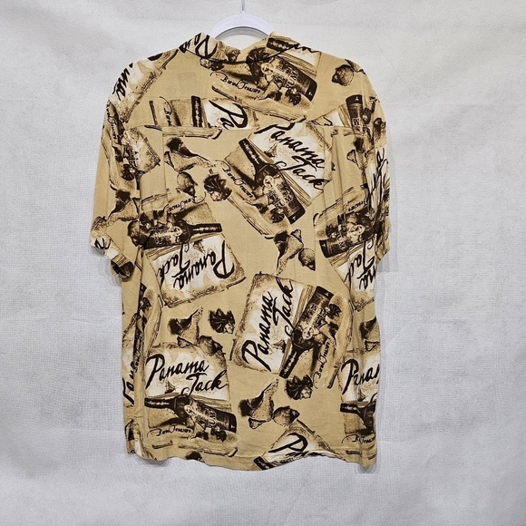 Panama Jack Brown Rum Bottle Button Up Shirt 100% Rayon  Size L - Picture 3 of 4